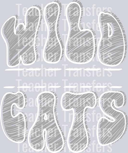 Sketch Mascot Names WILDCATS GRAY WHITE