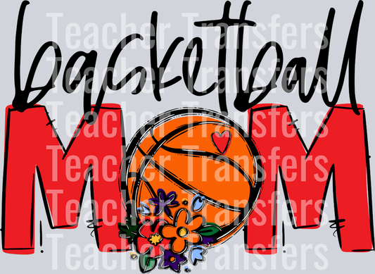 Basketball Mom red Flowers
