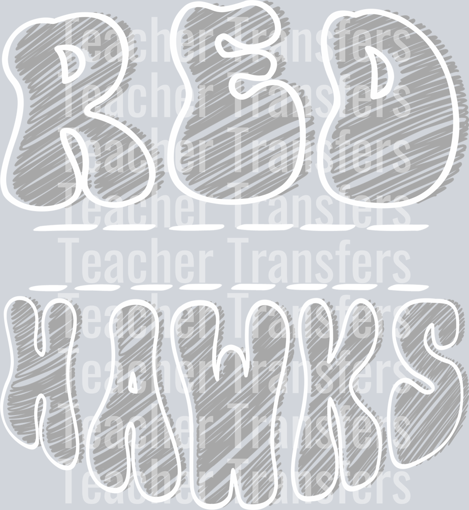 Sketch Mascot Names RED HAWKS GRAY WHITE