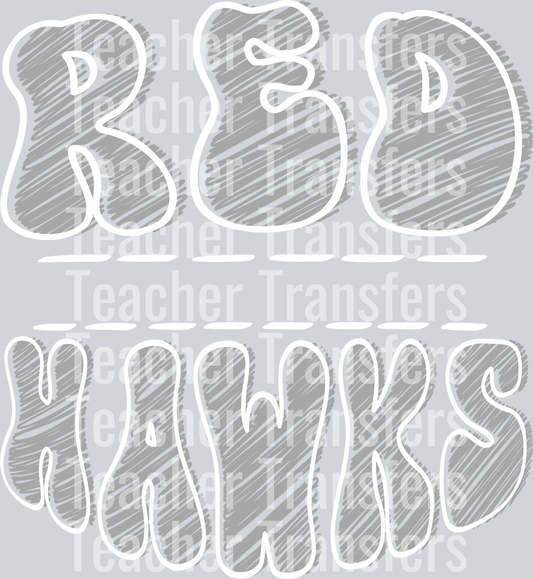 Sketch Mascot Names RED HAWKS GRAY WHITE