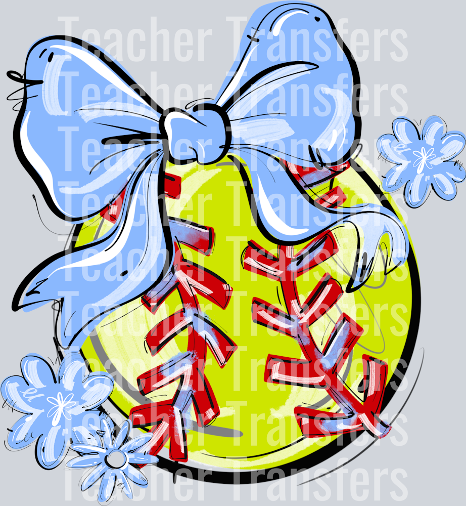 COLUMBIA PLAY BALL BOW WITH FLOWERS SOFTBALL