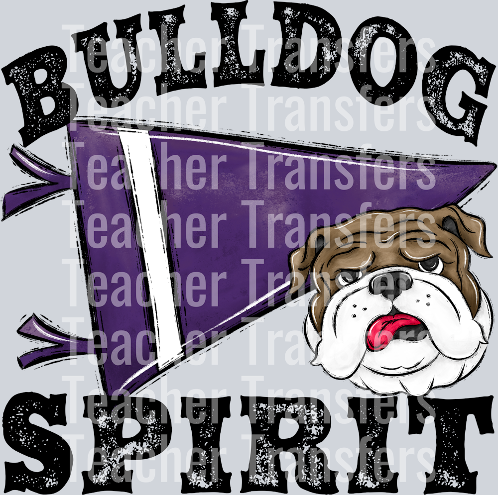 Pennant Mascots Bulldog Spirit Purple