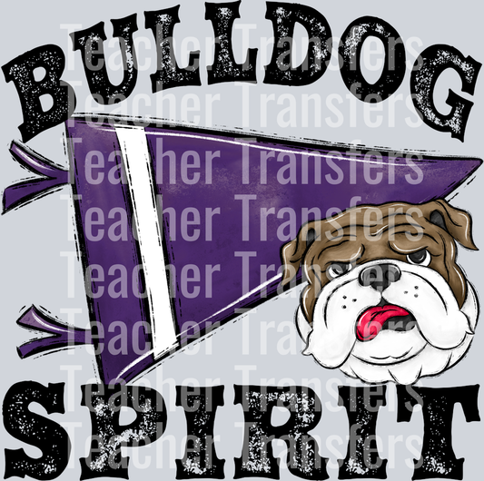 Pennant Mascots Bulldog Spirit Purple