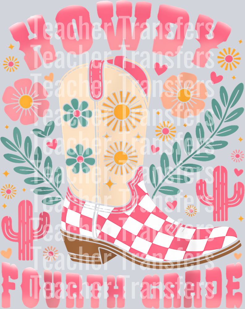 2 Howdy Fourth Grade Western 4Th Grade Teacher Cowboy Cowgirls T-Shirt