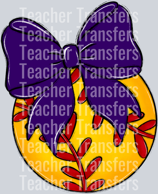 Bows and Balls Softball Purple