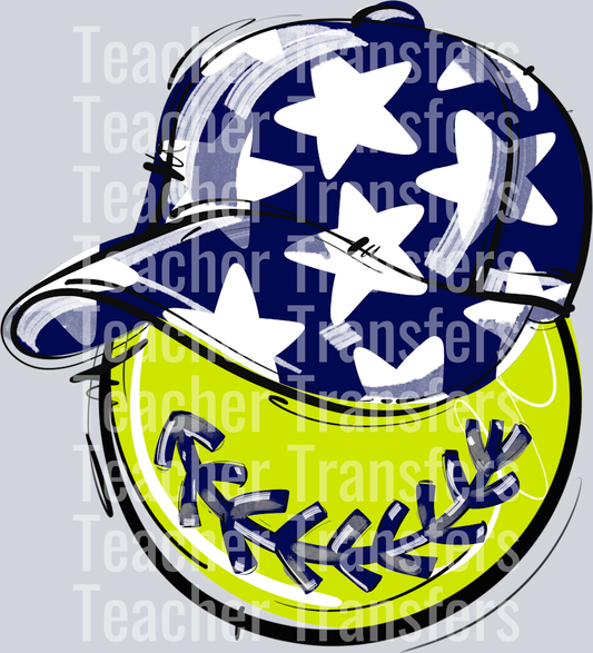 NAVY PLAY BALL HAPPY FACE SOFTBALL