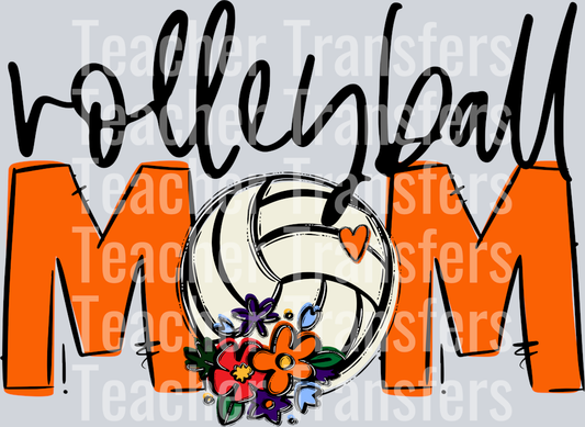 Volleyball Mom Orange Flowers