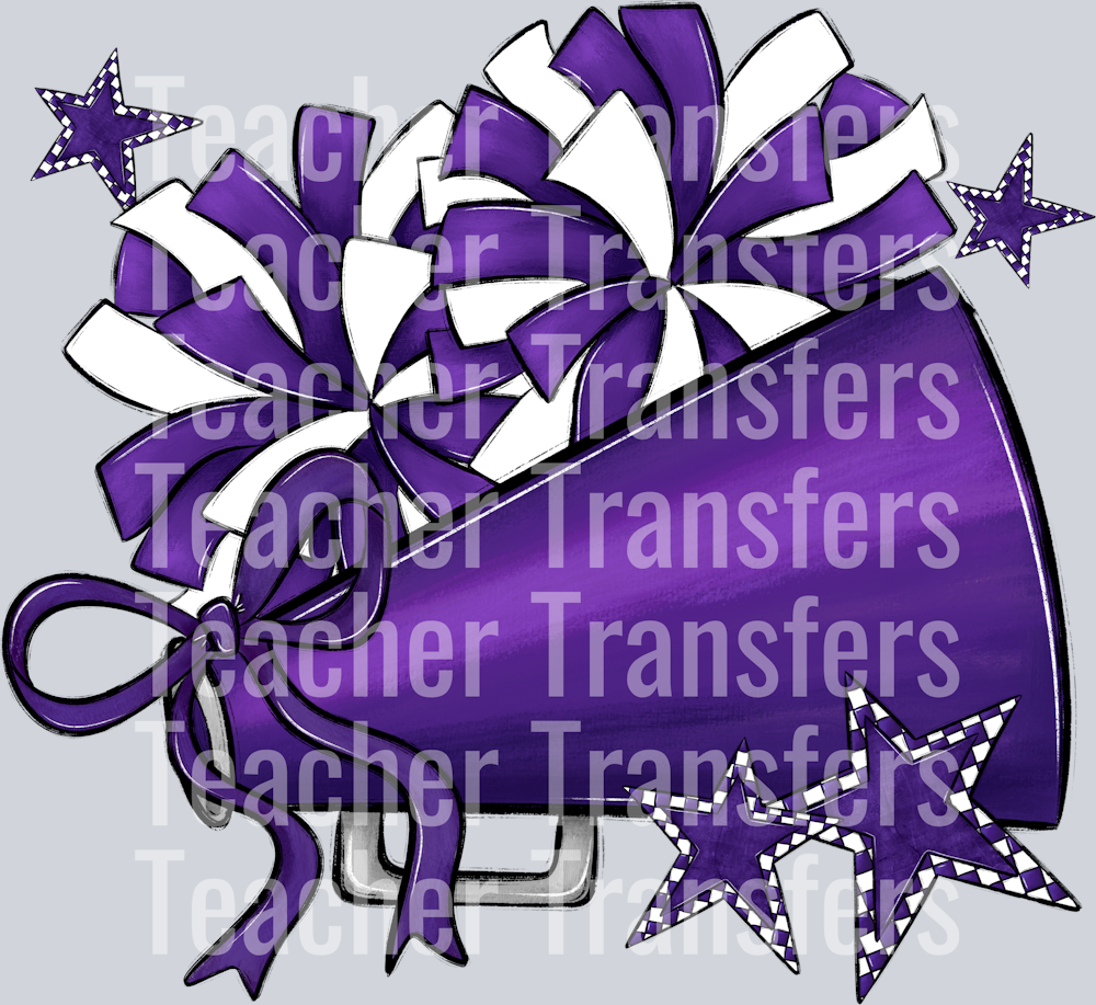 Cheer Megaphones and Stars PURPLE