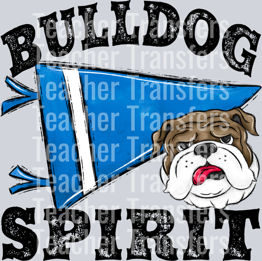 Pennant Mascots Bulldog Spirit Bright Blue