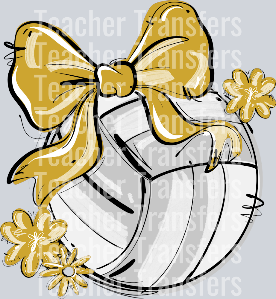 VEGAS PLAY BALL VOLLEYBALL BOW WITH FLOWERS