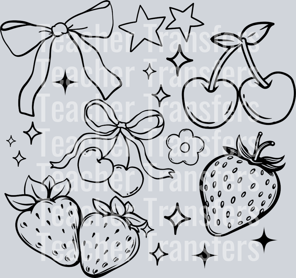 STRAWBERRY CHERRY DOODLE BLACK