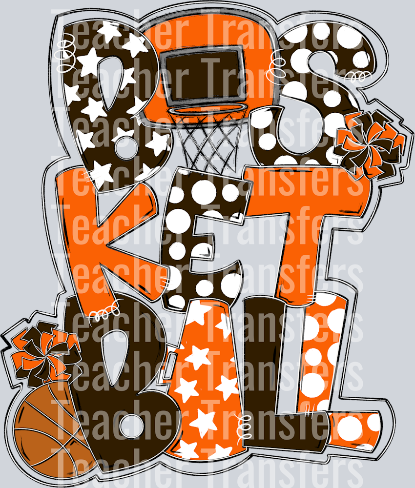 Basketball Word Art Orange Brown
