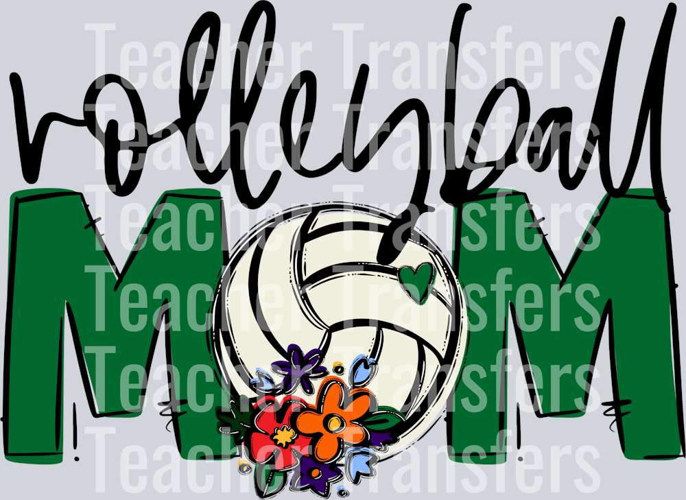 Volleyball Mom kelly green Flowers