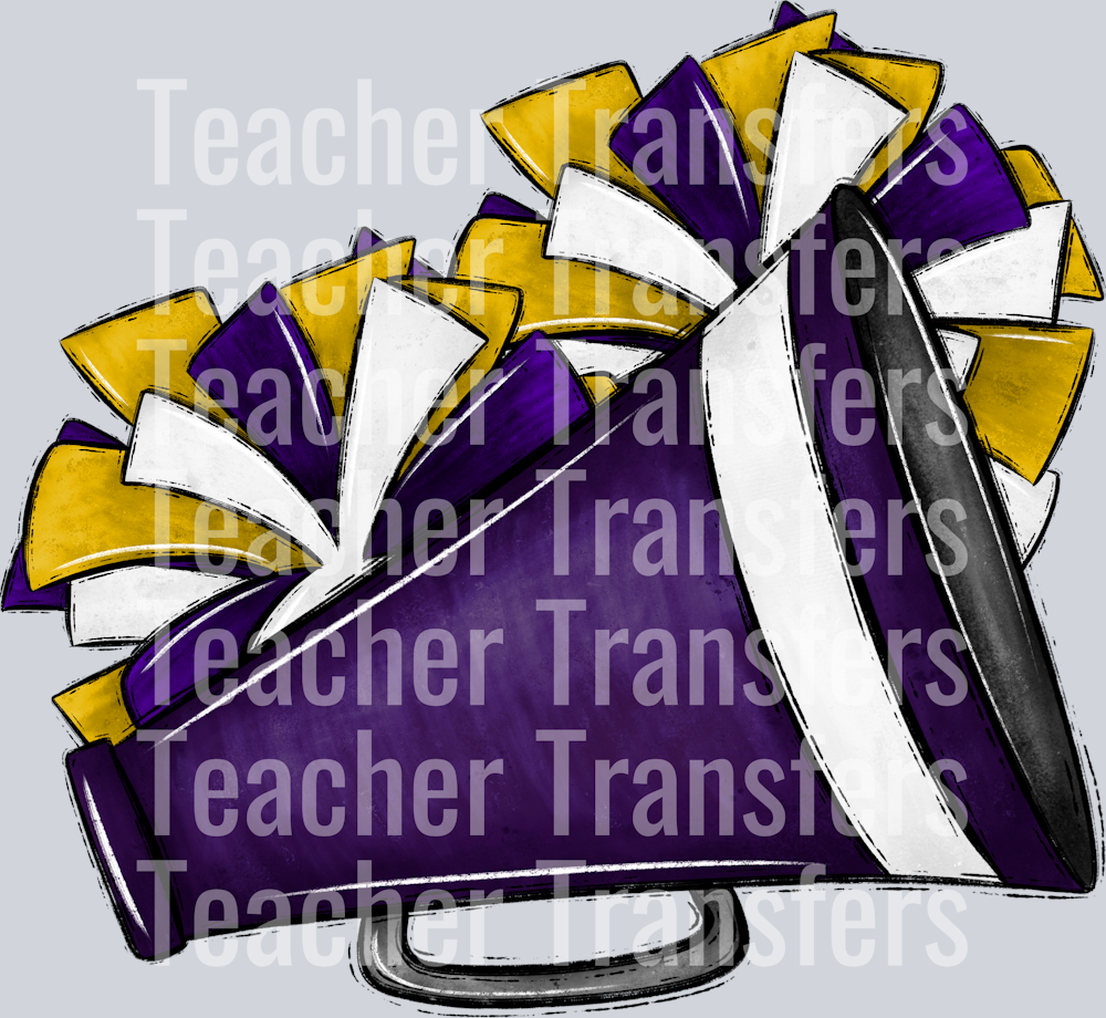 Cheer Poms and Megaphones Purple and Gold
