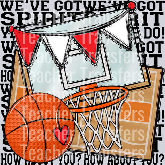We_ve Got Spirit BASKETBALL BLACK PRINT RED