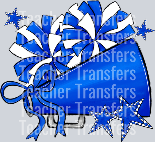 Cheer Megaphones and Stars BLUE