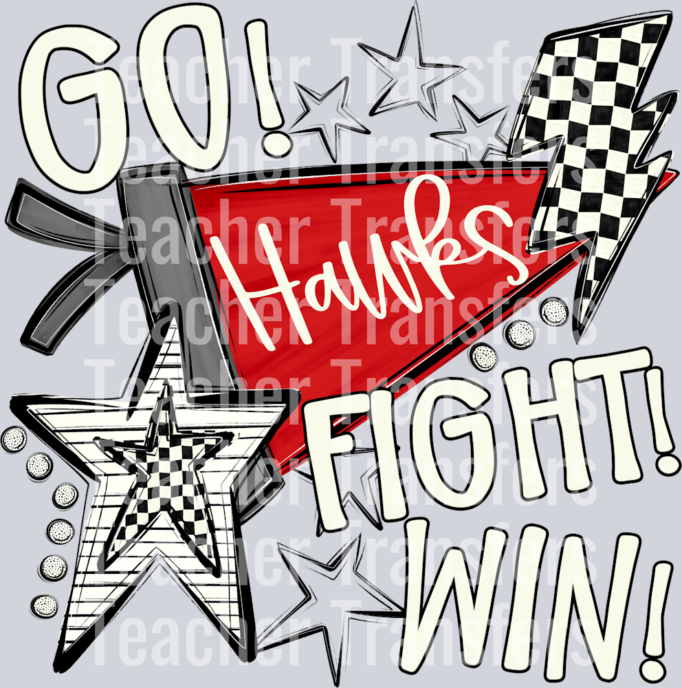 HAWKS RED GO FIGHT WIN PENNANTS