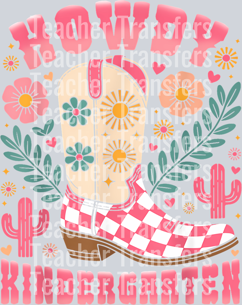 3 Howdy Kindergarten Western Funny Teacher Cowboy Cowgirls T-Shirt