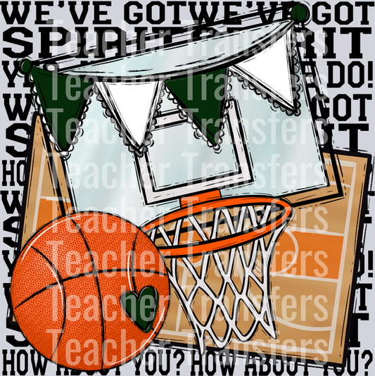 We_ve Got Spirit BASKETBALL BLACK PRINT DARK GREEN