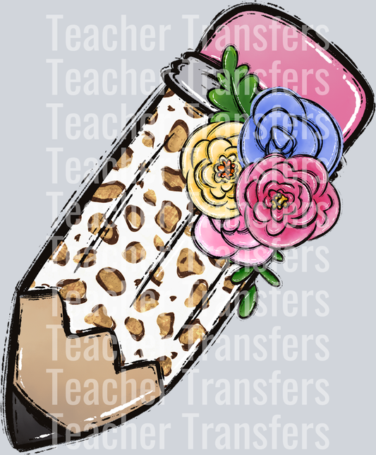 Leopard Pencil with Flowers
