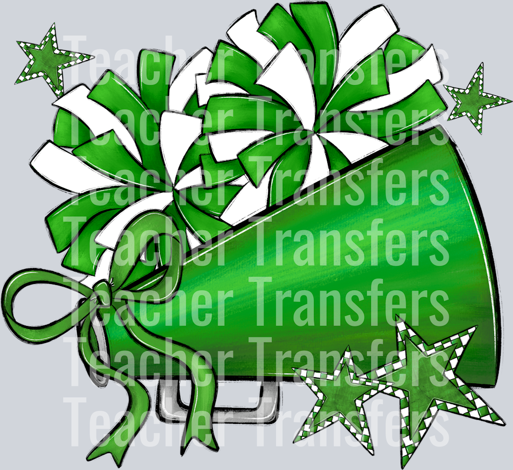 Cheer Megaphones and Stars GREEN