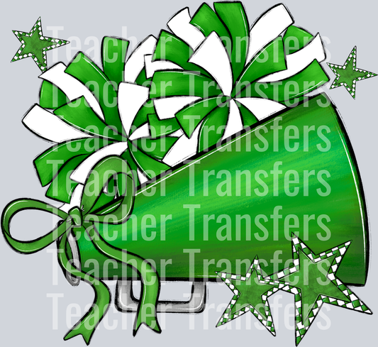 Cheer Megaphones and Stars GREEN