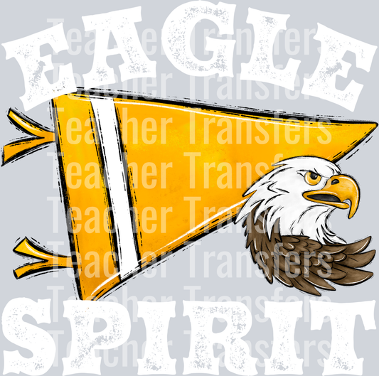 Pennant Mascots EAGLE Spirit Yellow Gold WHITE PRINT