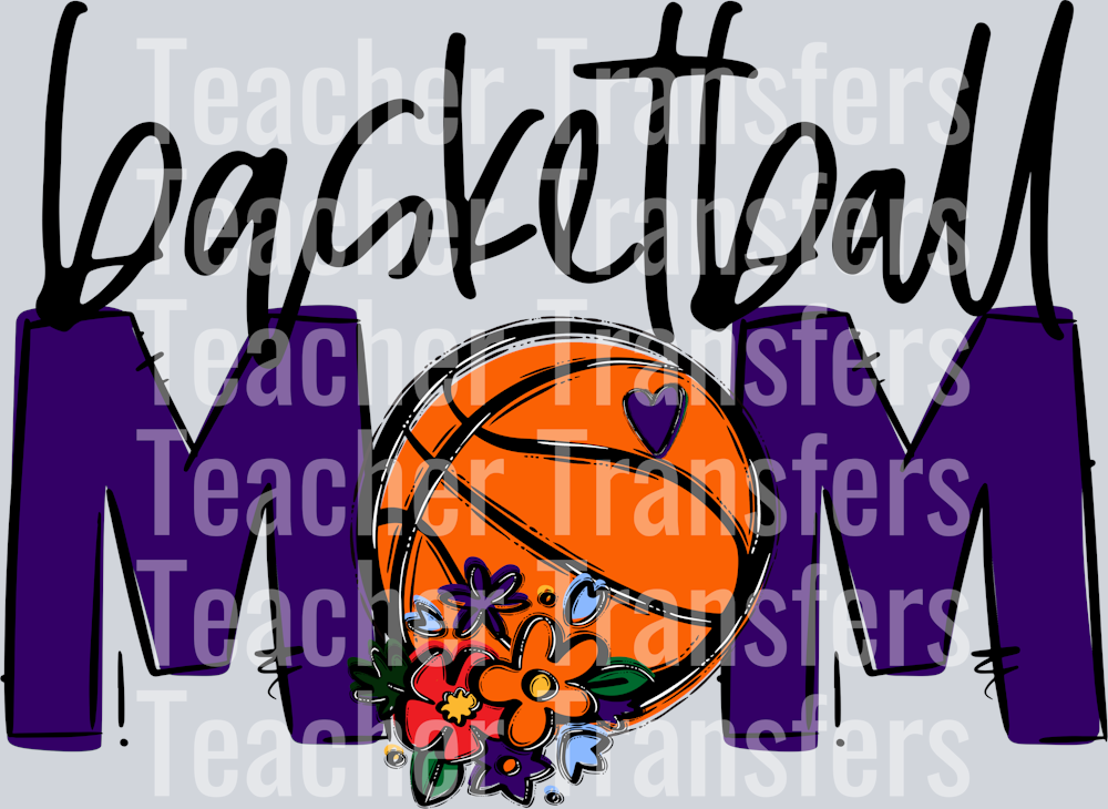 Basketball Mom Purple Flowers