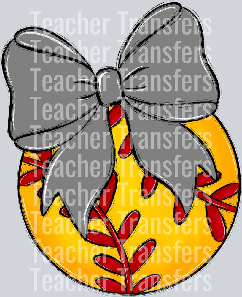 Bows and Balls Softball Gray