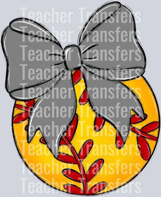 Bows and Balls Softball Gray