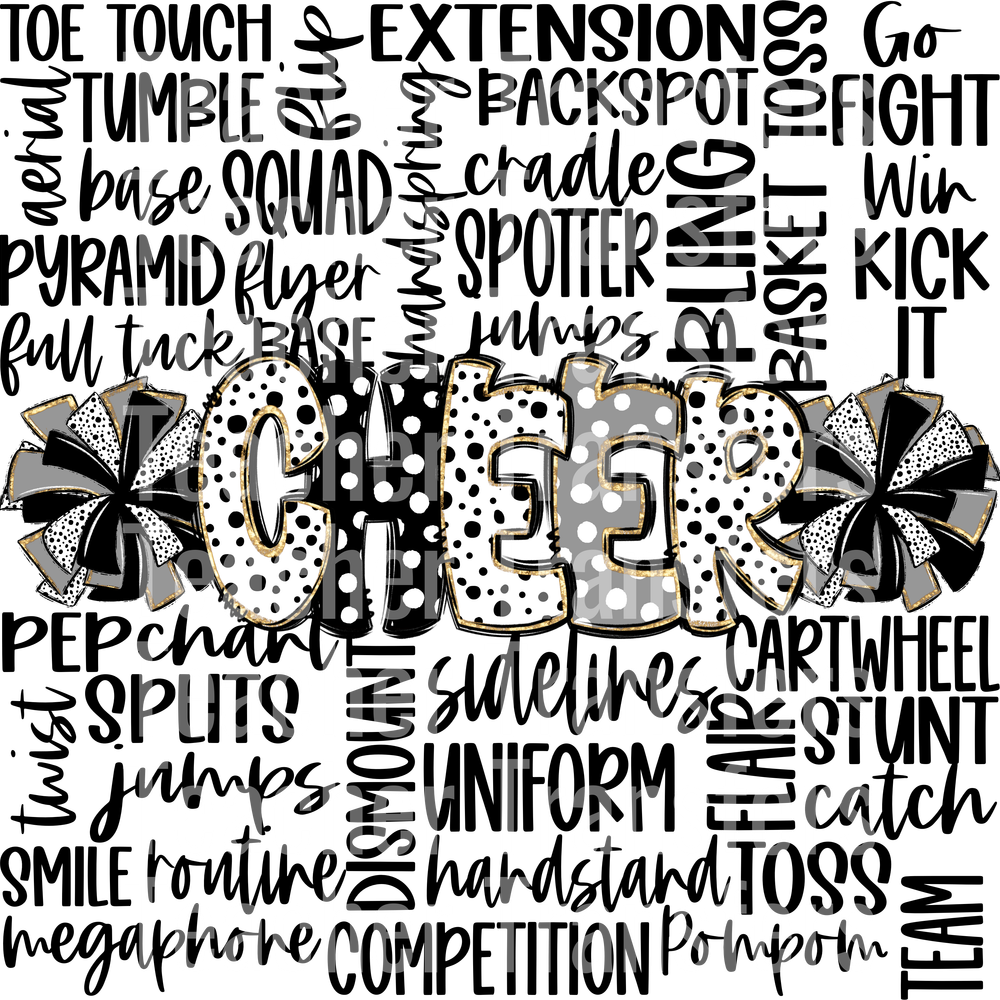 CheerDoodleWordArtBlkGrey