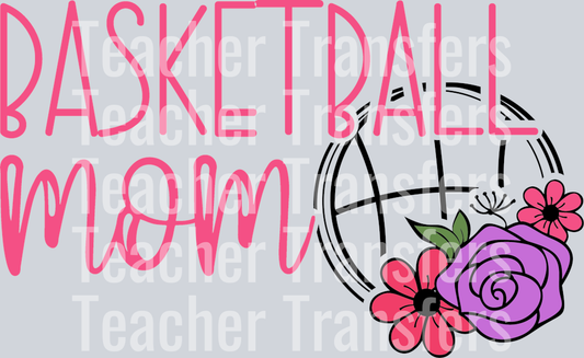 Basketball Mom Ball with Flower PNG COLOR VERSION