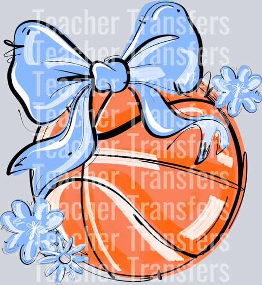 COLUMBIA PLAY BALL BASKETBALL BOW WITH FLOWERS