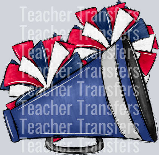 Cheer Poms and Megaphones Navy and Red