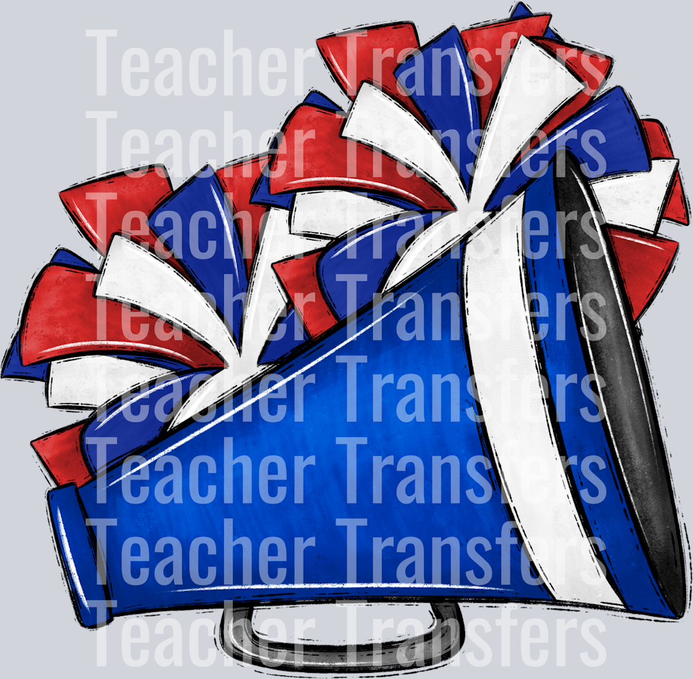 Cheer Poms and Megaphones Royal and Red