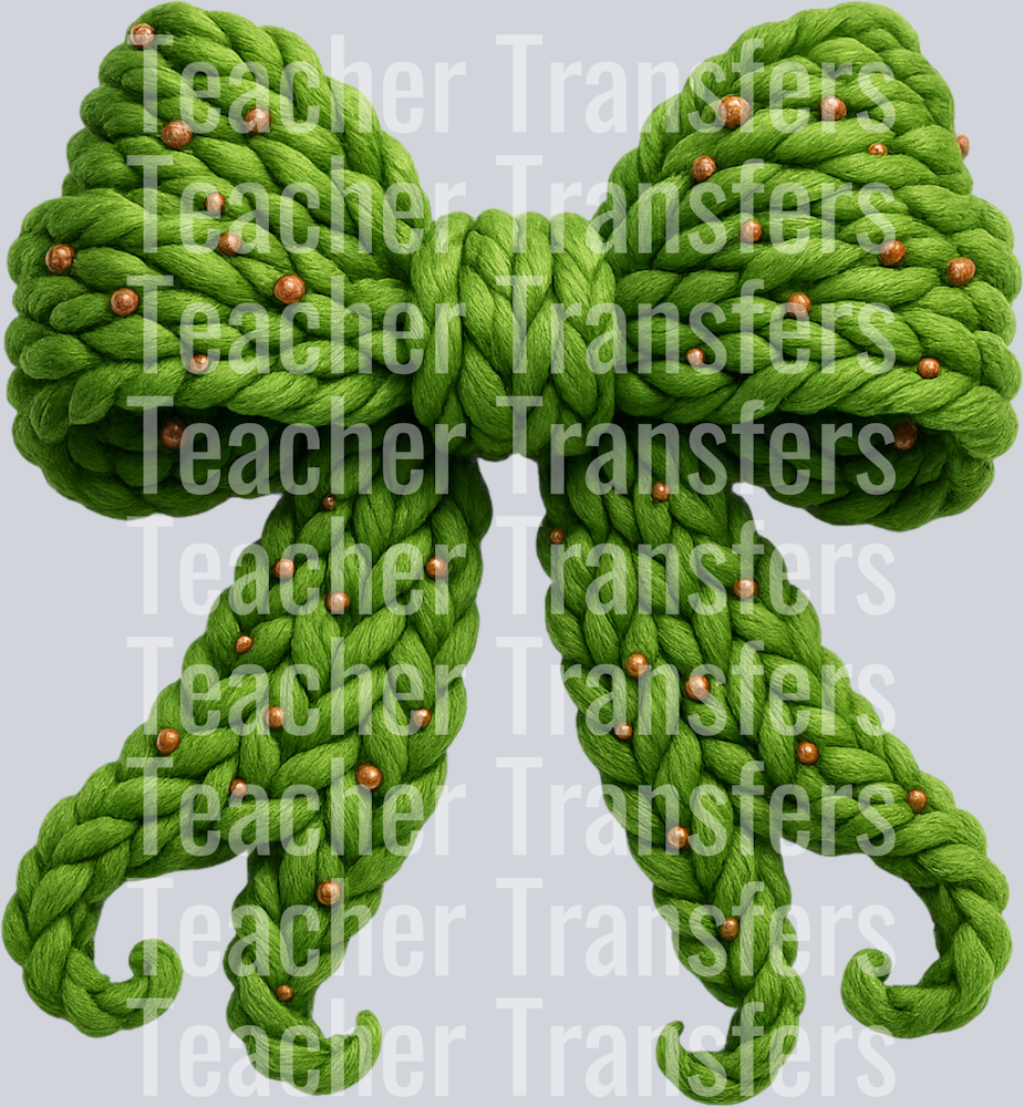 GREEN CHRISTMAS FAUX YARN BOW