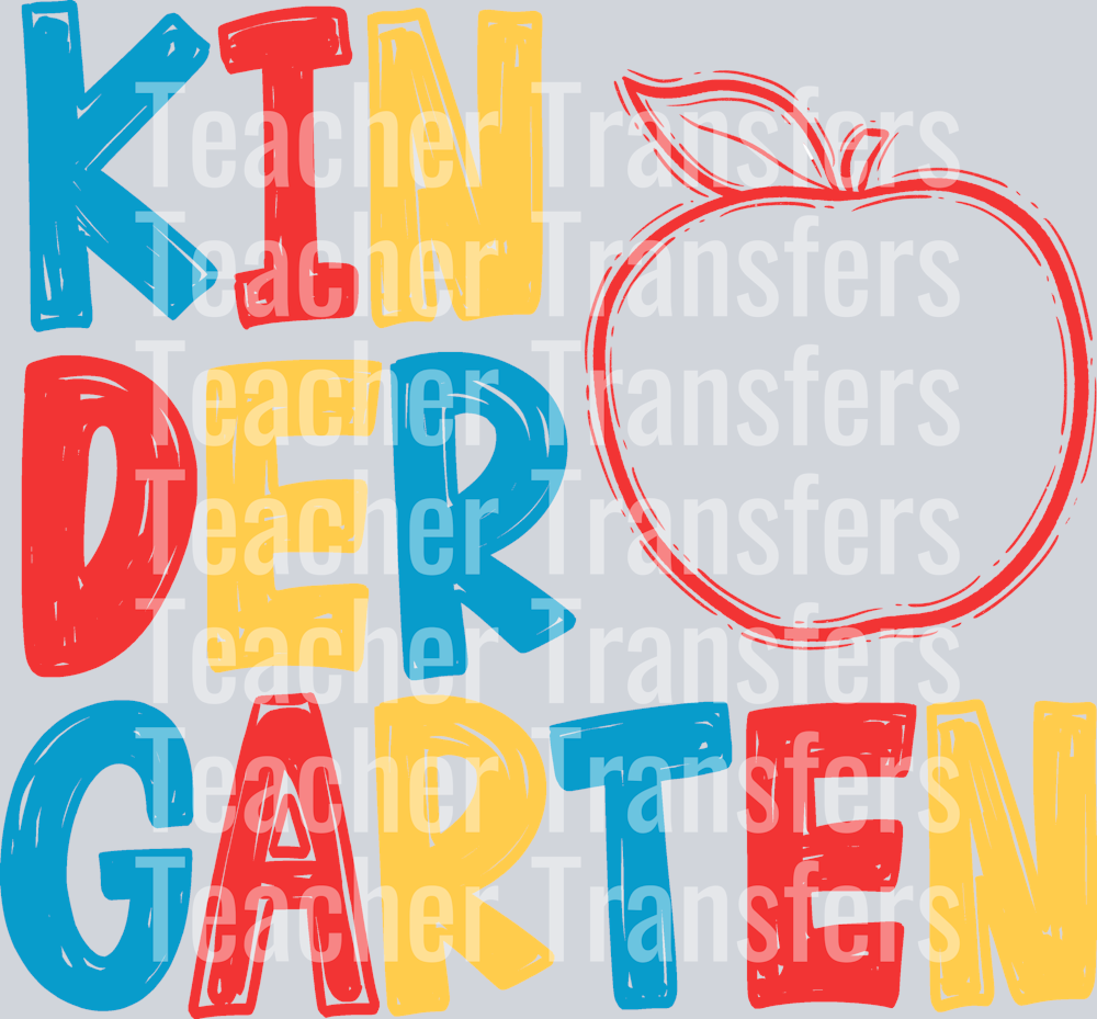 Back to School Apple Grade Level Kindergarten three line COLOR