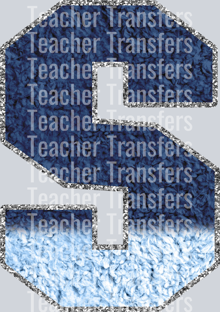 Navy and Carolina Blue Chenille Alphabet S