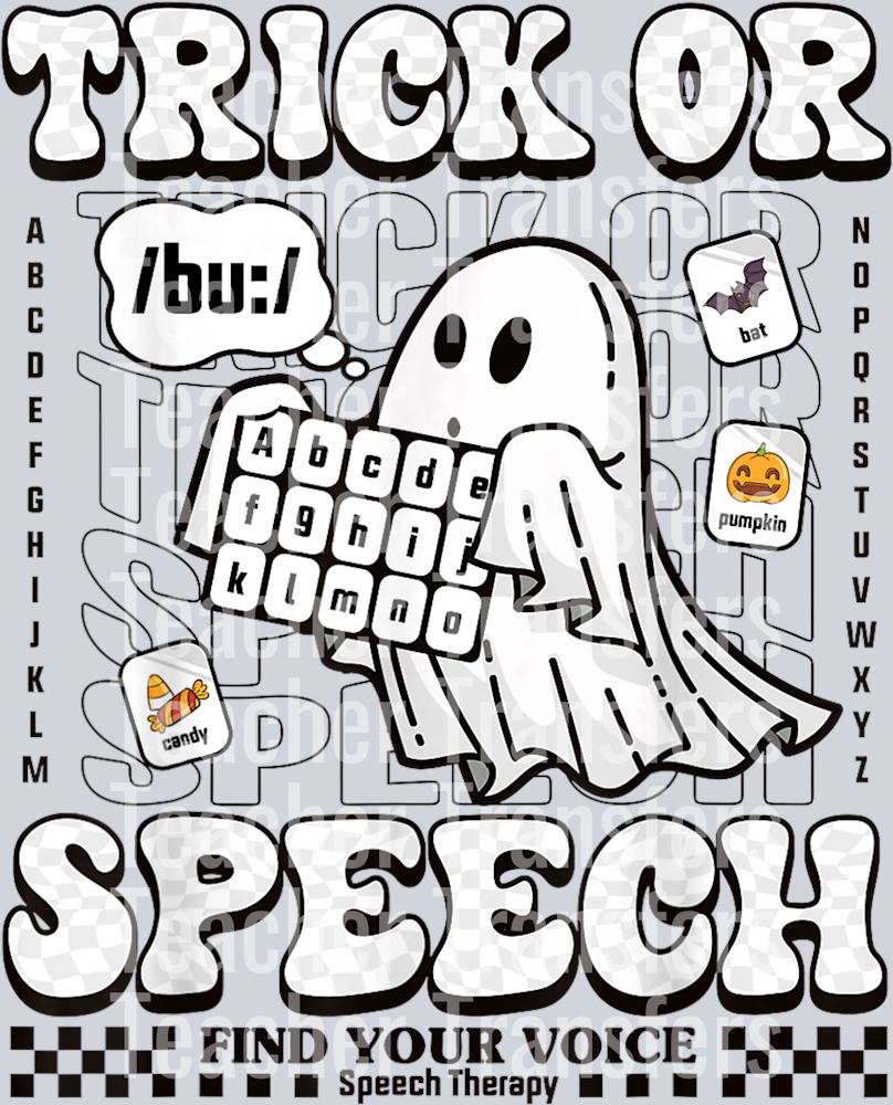 Halloween Speech Therapy Trick or Speech Retro SLP Ghost Boo T-Shirt