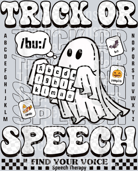 Halloween Speech Therapy Trick or Speech Retro SLP Ghost Boo T-Shirt