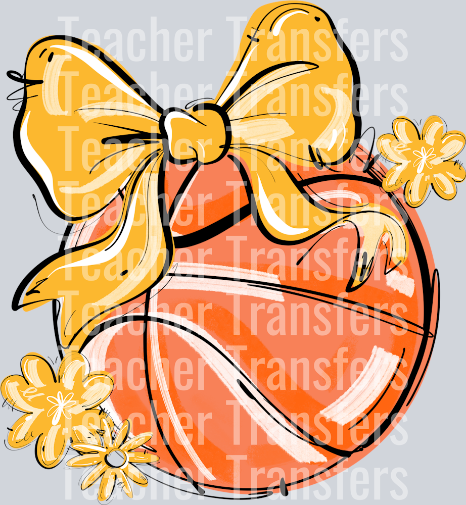 YELLOW PLAY BALL BASKETBALL BOW WITH FLOWERS