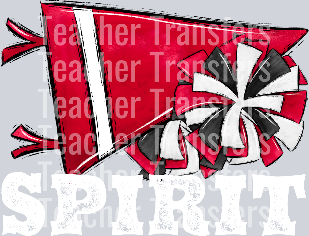 Pennant Mascots BLANK CHEER Spirit Red WHITE PRINT