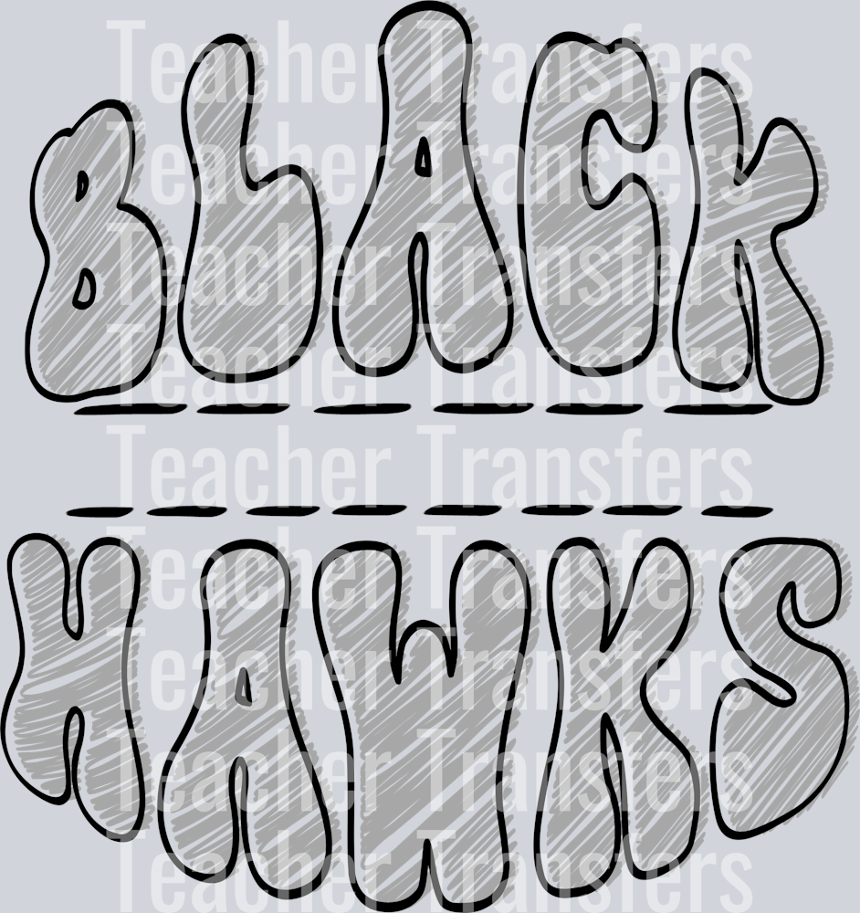 Sketch Mascot Names BLACK HAWKS GRAY BLACK