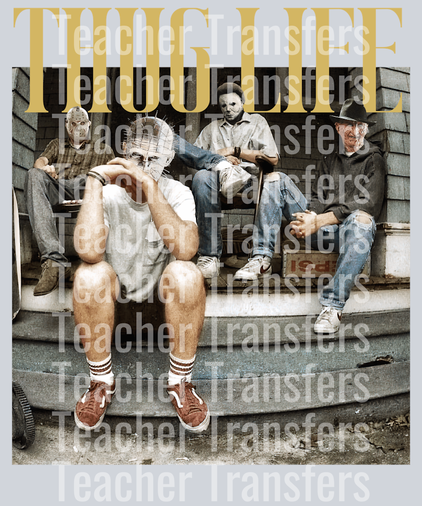 240608403 GM Tshirt 2D, Thug life Horror Michael Myers Jason Voorhees Pinhead Freddy Krueger