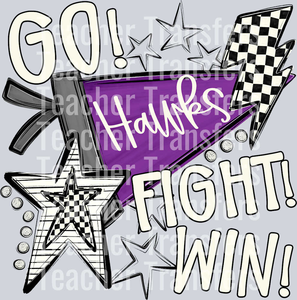 Hawks PURPLE GO FIGHT WIN PENNANTS