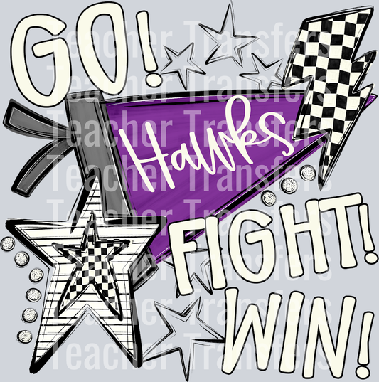 Hawks PURPLE GO FIGHT WIN PENNANTS