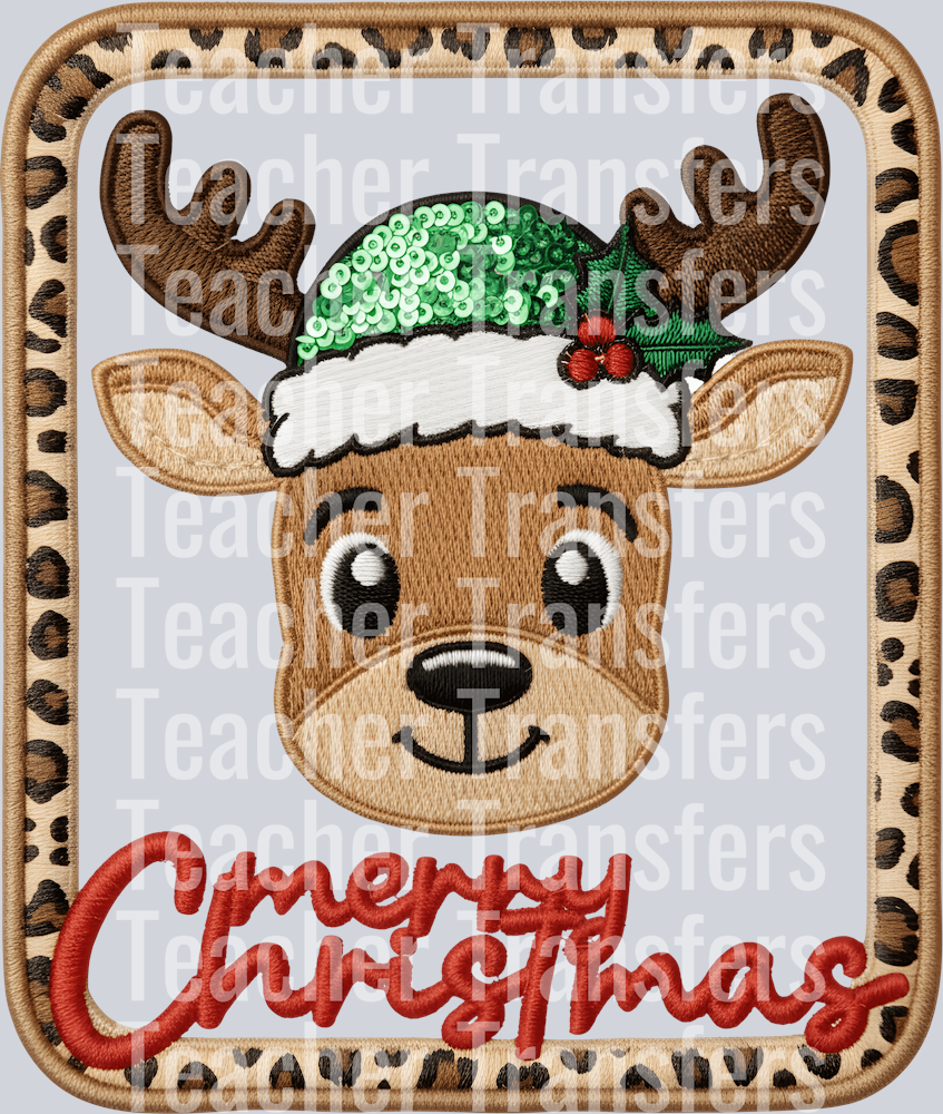 MERRY CHRISTMAS REINDEER LEOPARD FRAME