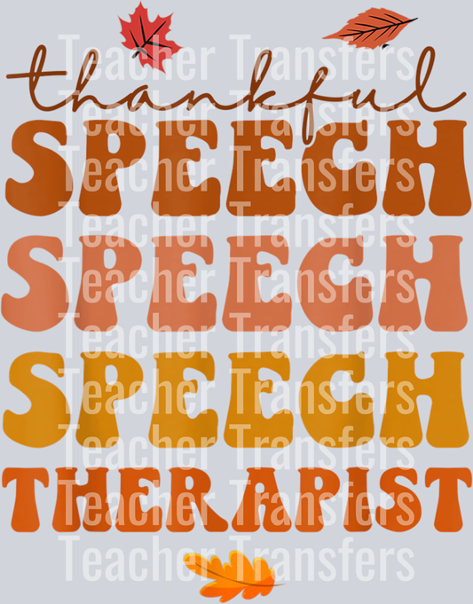Groovy Thankful Speech Therapist SLP Therapy Thanksgiving T-Shirt