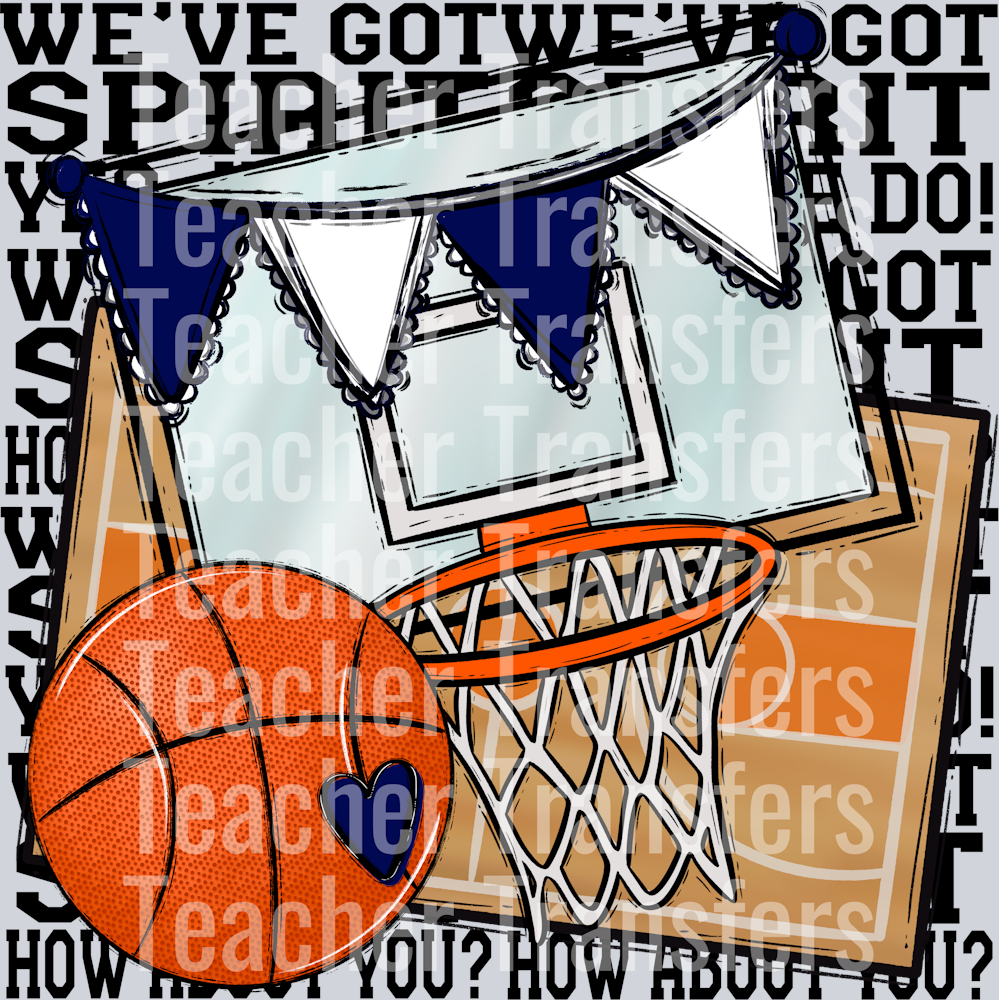 We_ve Got Spirit BASKETBALL BLACK PRINT NAVY BLUE