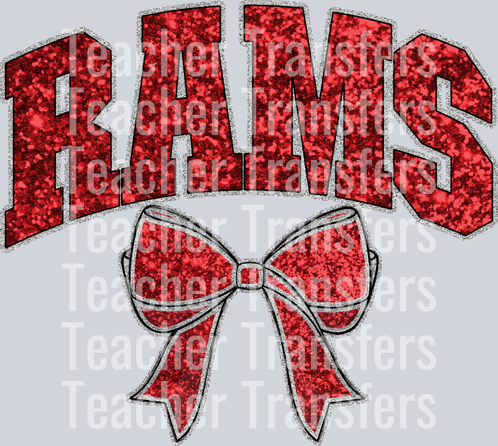 RAMS RED SILVER COLLEGIATE GLITTER MASCOTS